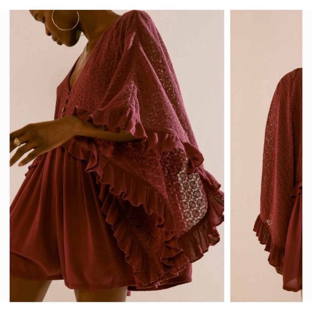 Free People As You Are Crochet Lace Romper | Size XS | Burnt Sienna/Burnt Orange - Picture 1 of 4